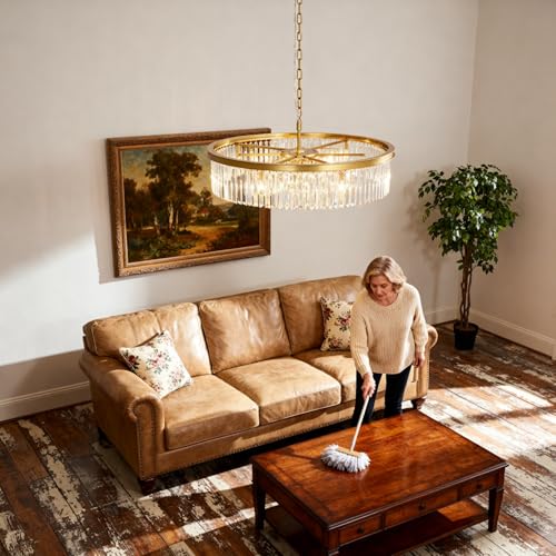 Brushed Copper Crystal Chandeliers Modern Contemporary Ceiling Lights Fixtures Pendant Lighting for Dining Room Living Room Chandelier D33.5 8 Lights