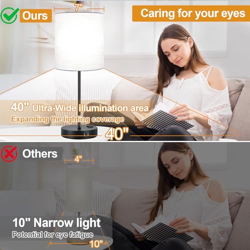 Set of 2 Touch Control Table Lamps with 2 USB & AC Outlet (2 Count)