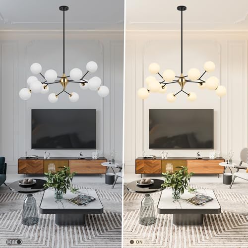 39" Black and Gold Sputnik Chandelier 15 (15 Count)