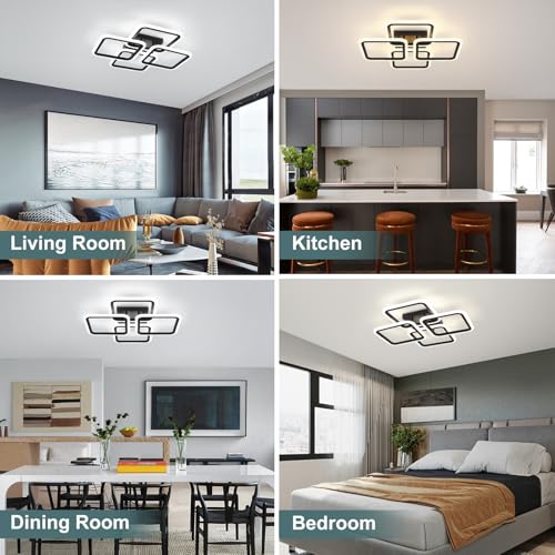 23.6inch Modern LED Ceiling Light 50W Dimmable Ceiling Lamp with Remote Control Square LED Flush Mount Ceiling Light Dining Room
