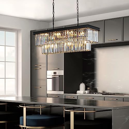 Black Crystal Chandeliers for Dining Room