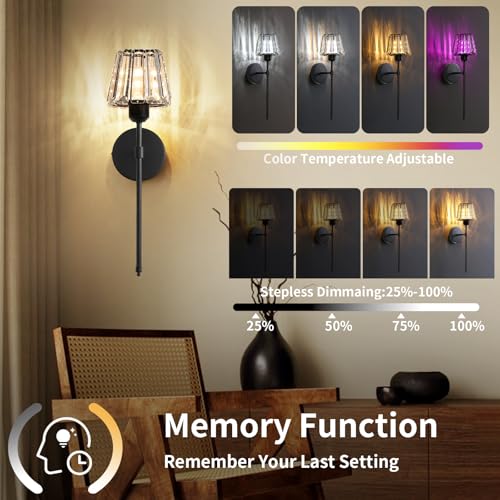 Battery Operated Crystal Wall Sconce Set of 2