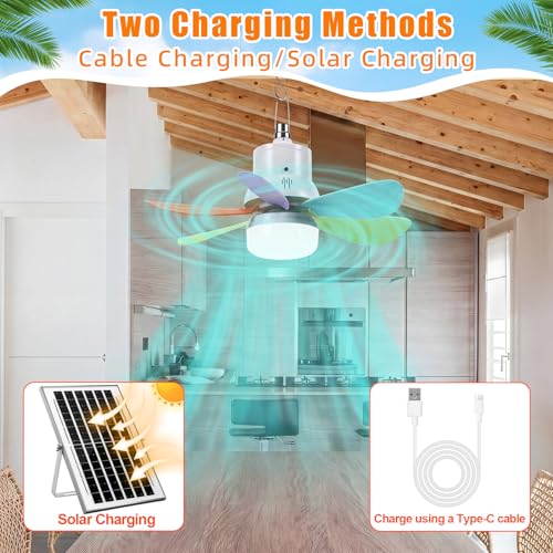 1 Set Solar Powered Ceiling Fan with Light