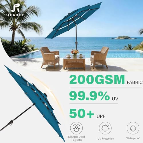 9 ft 3 Tier Outdoor LED Lighted Patio Umbrella w