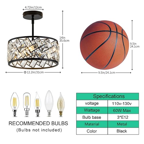 3 Light Crystal Ceiling Light Fixture