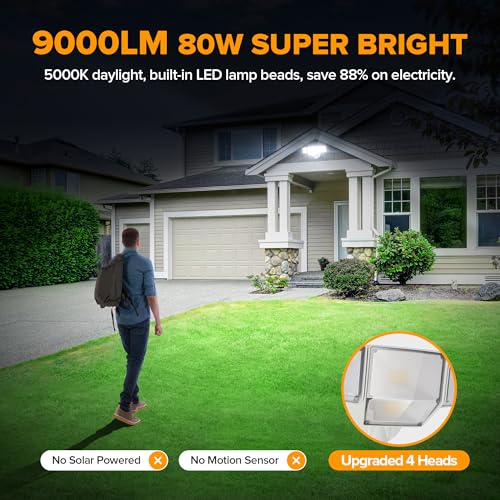 80W Dusk to Dawn Flood Lights Outdoor (4 Count)