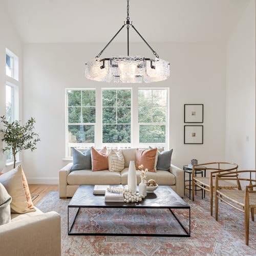 26.5" Black Glass Chandeliers for Dining Room