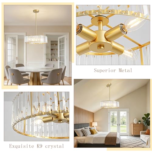Modern Gold Crystal Chandelier for Dining Room 16 Inch (Gold / 16 in)