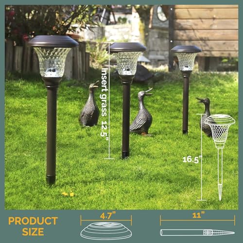 Metal & Glass Solar Lights Outdoor (8 Count)