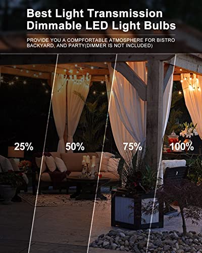 LED Outdoor String Lights 200FT Patio Lights with 96 Shatterproof ST38 Vintage Edison Bulbs (96 Foot)