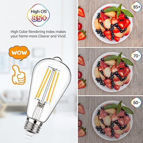 Dimmable Vintage LED Edison Bulbs 60W Equivalent 6W 850 Lumens (12 Count)