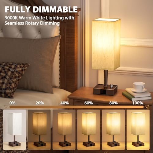 Brown Bedside Table Lamps Set of 2