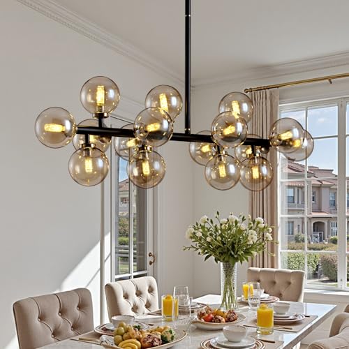 Black Mid Century Modern Chandelier for Dining Room Light Fixture