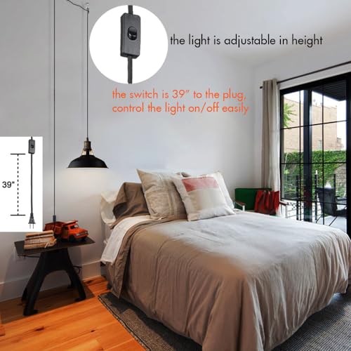 Plug in Pendant Lights Black Farmhouse Barn Light with On (2 Count)