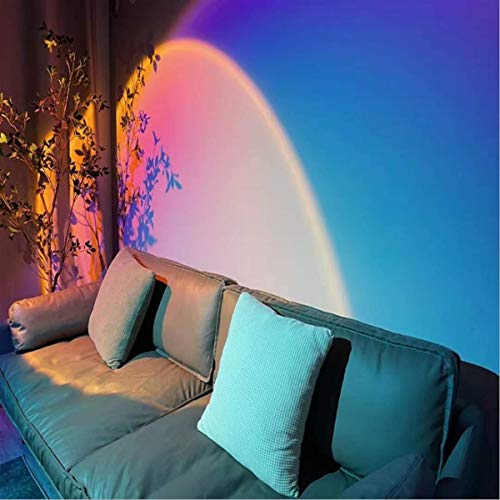 Sunset Lamp Projection Rotation Rainbow Projection Lamp Led Romantic Visual Led Light Network Red Light with USB Modern Floor Stand Night Light Living Room Bedroom Decor