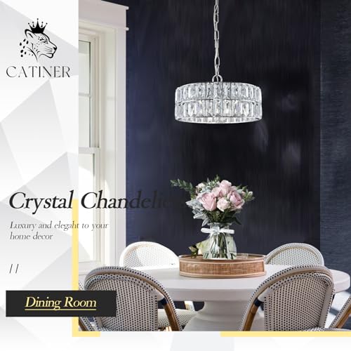 Chrome Crystal Chandelier 12" Modern Ceiling Pendant Light 3