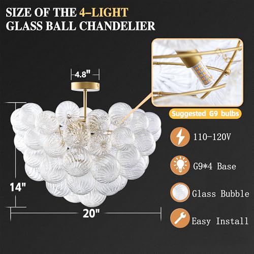 Bubble Ball Semi Flush Ceiling Light