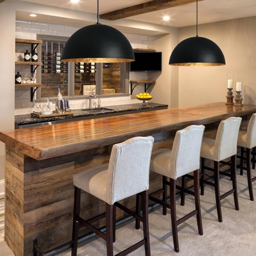 15 Inch Black and Gold Leaf Pendant Light