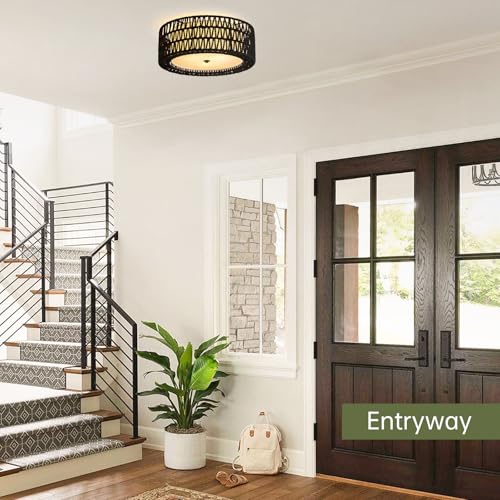 15.7" Black Flush Mount Ceiling Light