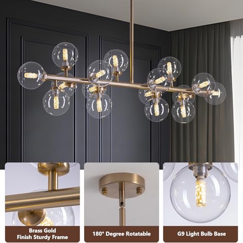 Gold Mid Century Modern Chandelier for Dining Room Light Fixture