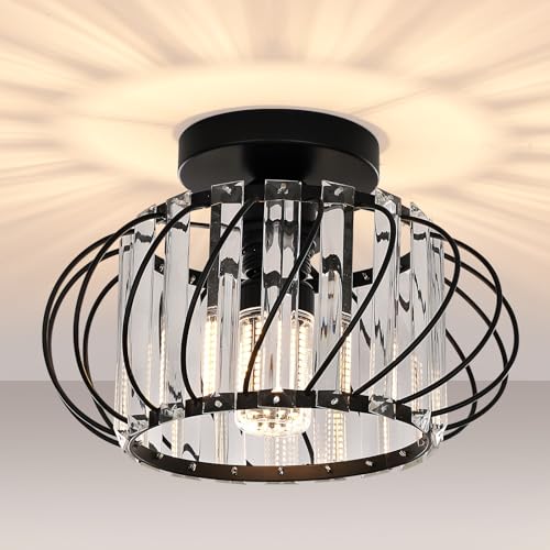 Black Crystal Ceiling Light Fixture