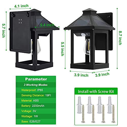 2 Pack Solar Wall Lanterns Outdoor with 3 Modes (2 Count)