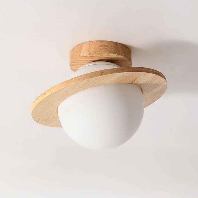 Modern Nordic Ceiling Light, Creative Planet Ceiling Lamp, 3-Color Dimming Saturn Ball Solid Wood Flush Mount Lighting Fixture, Close to Ceiling Lamp, for Nursery Bedroom Hallway