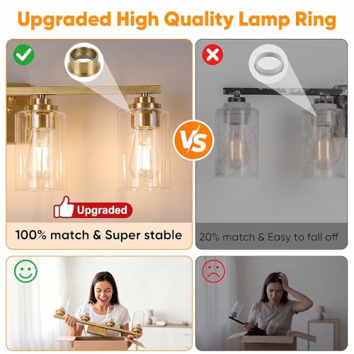 4 Light Brushed Gold Bathroom Light Fixtures Over Mirror 27 Inches