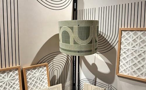 Rustic Bamboo Boho lamp Shade Decorative Geometric Green Figure 11.8x9Inch