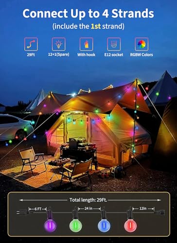 Outdoor String Lights 29 Feet G40 LED Patio Lights (60 Foot)