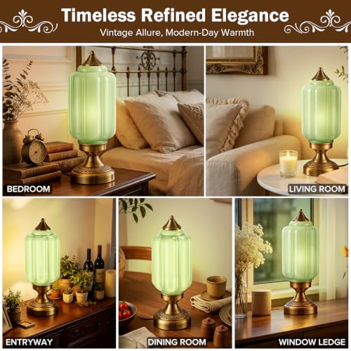 Vintage Green Milk Glass Table Lamp (Green)