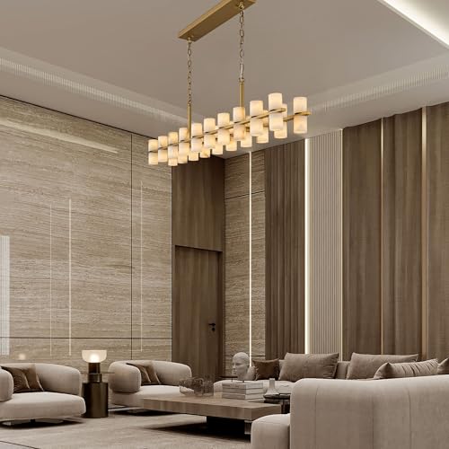 Alabaster Rectangular Chandelier for Dining Room