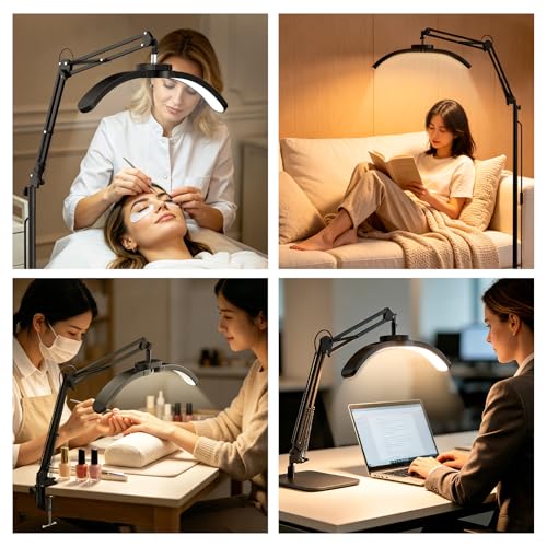 3-in-1 22" Half Moon Lash Light Remote LED Beauty Lamp 3 Color Shadow-Free (3 Count)
