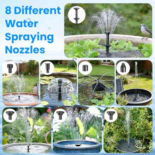 7W Solar Fountain Pump with 3600mAh Battery Backup & Pond Filter