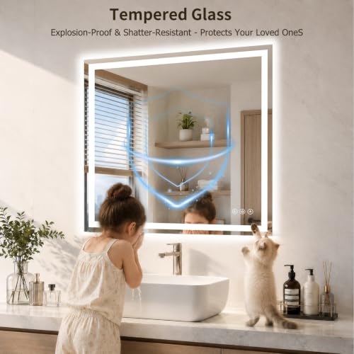 28"x28" LED Bathroom Mirror with Lights