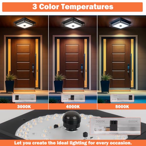 13" Motion Sensor Outdoor Ceiling Light Large Flush Mount Lighting 2 Pack (2 Count)