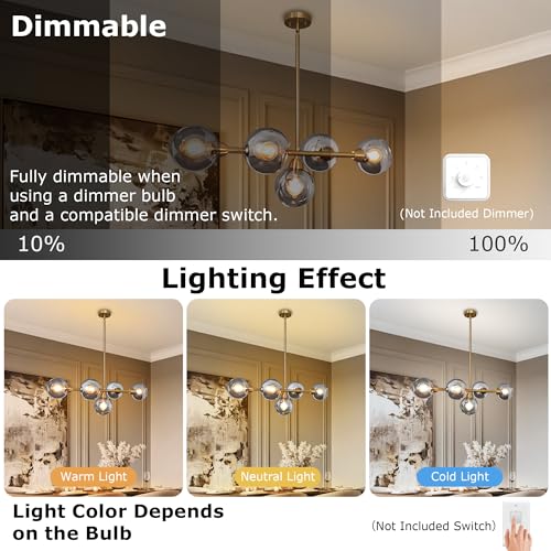 5 Lights Gold Linear Chandelier Modern Dining Room Light Fixture 36.6 Inch