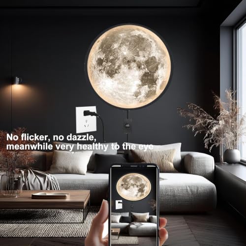 Dimmable Moon Wall Sconce Plug in Modern LED Wall Light (12 inch)