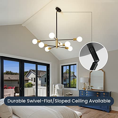 Modern Sputnik Chandeliers Black and Gold Mid Century Chandelier 8