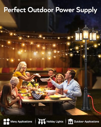 Outdoor Lamp Post Light with Outlet