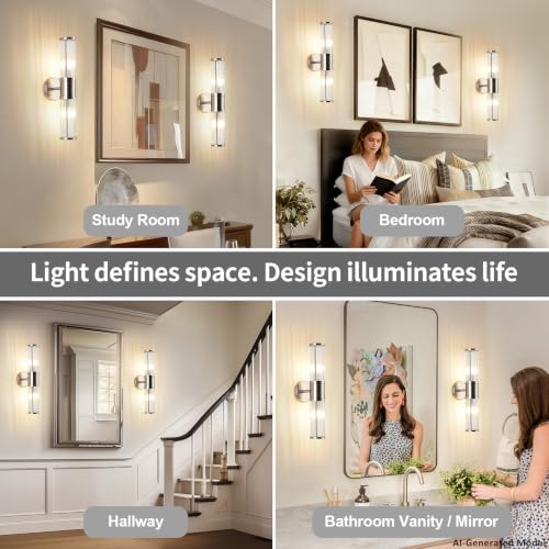 Brushed Nickel Wall Sconce with Glass Rods