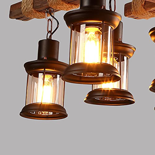 Wooden Pendant Lights for Kitchen Island Farmhouse Chandelier Metal Hanging Lights Retro Ceiling Light Handmade Lighting Products for Kitchen