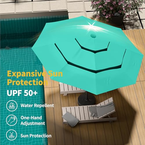 10ft 3 Tier Patio Umbrella with Solar Lights