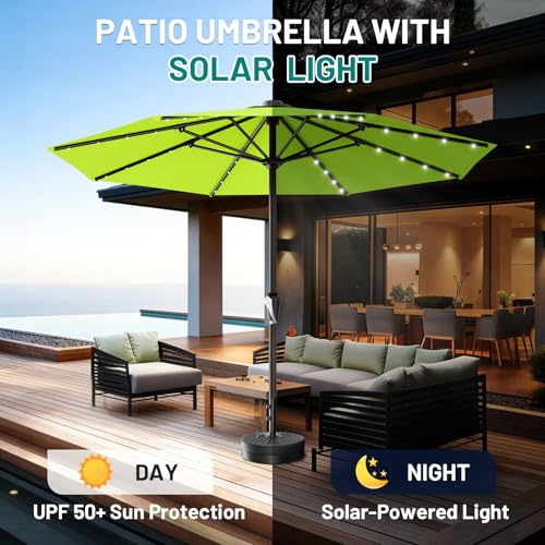 12FT Large Patio Umbrella with Solar Lights