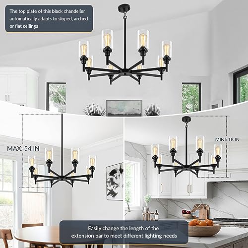 8 Light Black Farmhouse Chandeliers Light Fixture for Dining Room