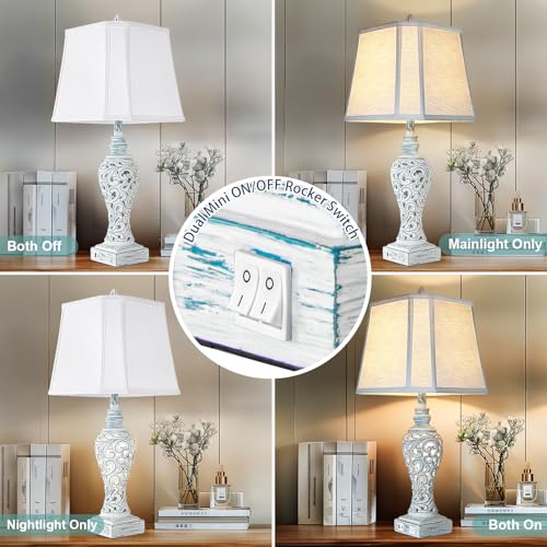 Bedside Table Lamps Set of 2 with Night Lights (2 Count)
