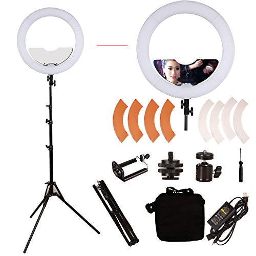 18 inch 65W LED Ring Light Mirror Make Up Beauty Light Studio Video Light Photography Lighting with Stand Bag for Portrait Selfie