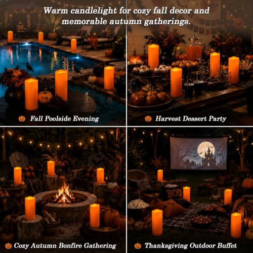 Large Orange Flameless Candles