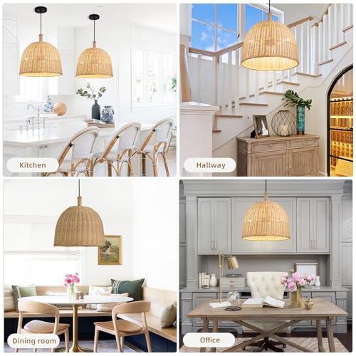 13.8" Rattan Pendant Light