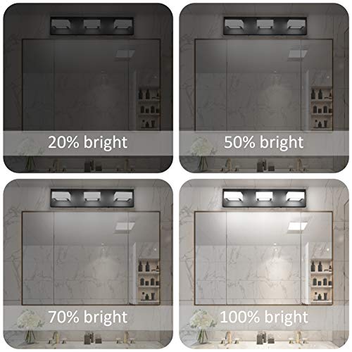 3 Light Dimmable Bathroom Vanity Light LED Modern Matte Black Vanity Wall Light Acrylic Stainless Steel Bathroom Vanity Lighting Fixtures